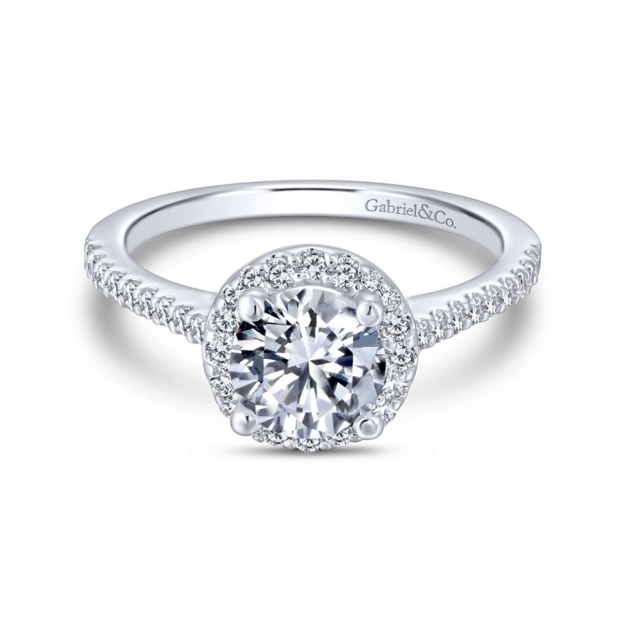 Carly Diamond Halo Engagement Ring Setting in Platinum or 14k Gold