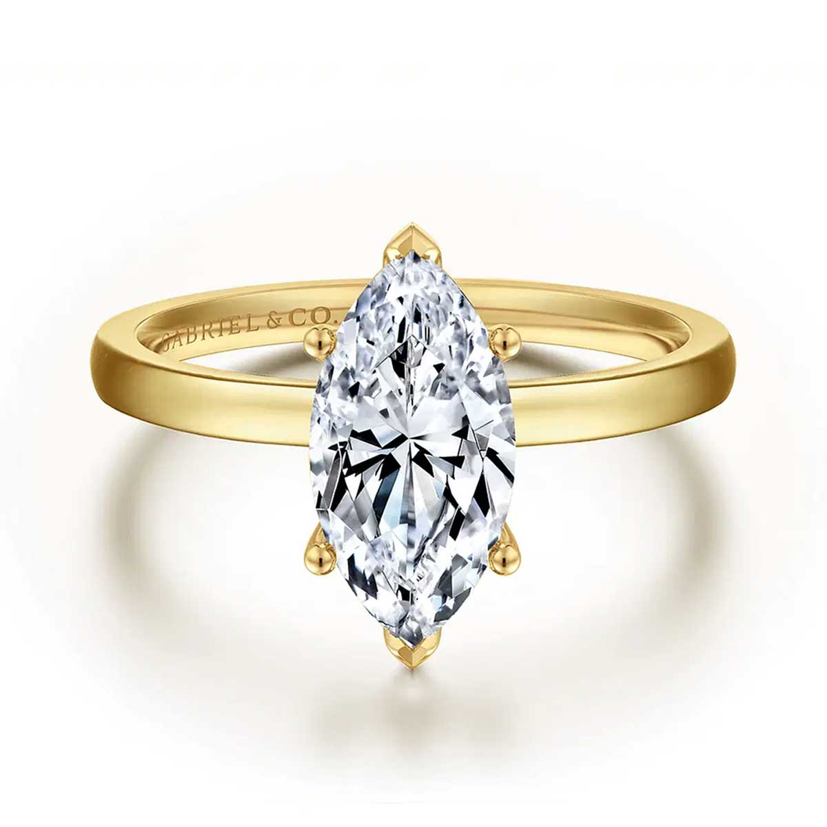 Paula Solitaire Engagement Ring Setting with Marquise Cut Diamond