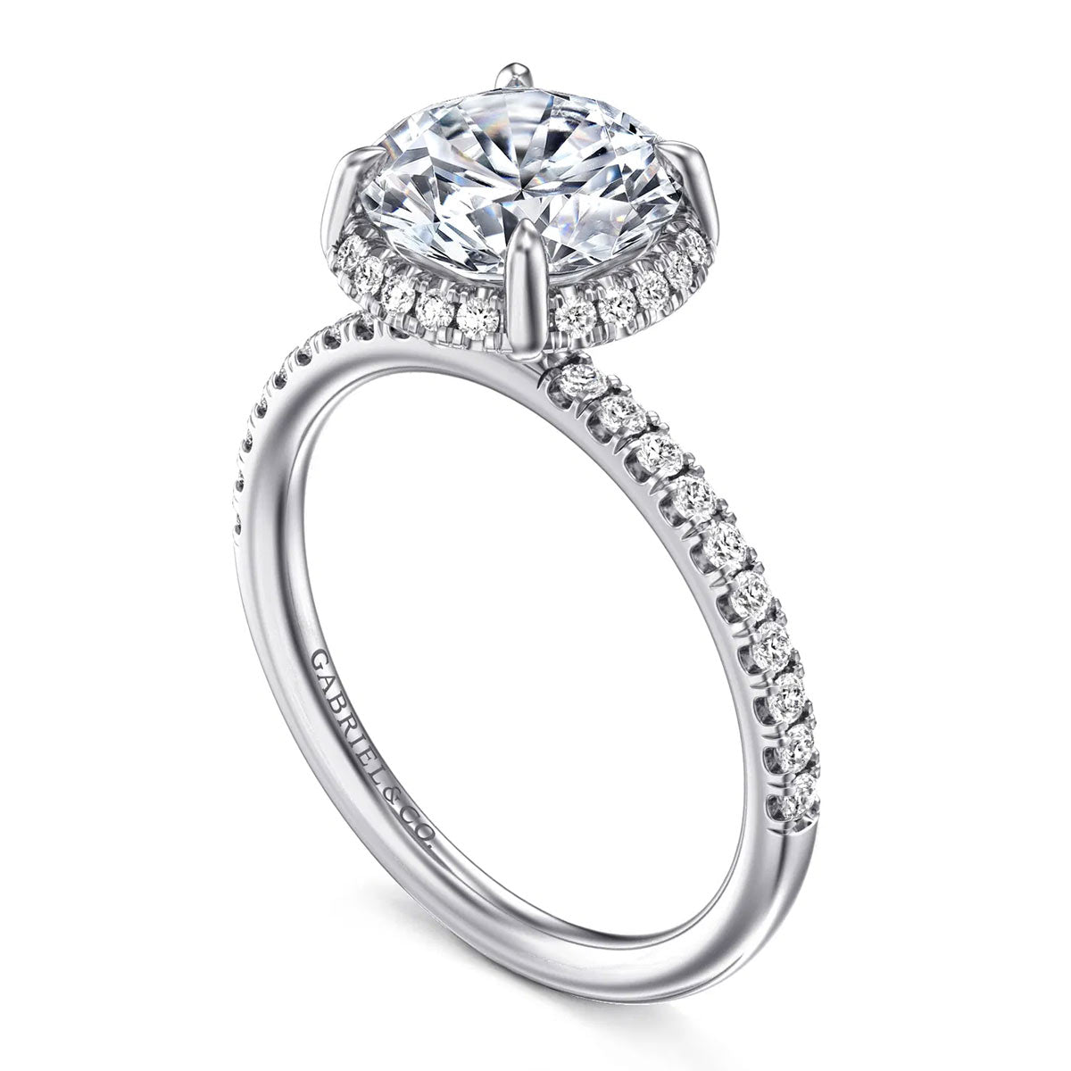Suede Hidden Halo Round Diamond Engagement Ring Setting