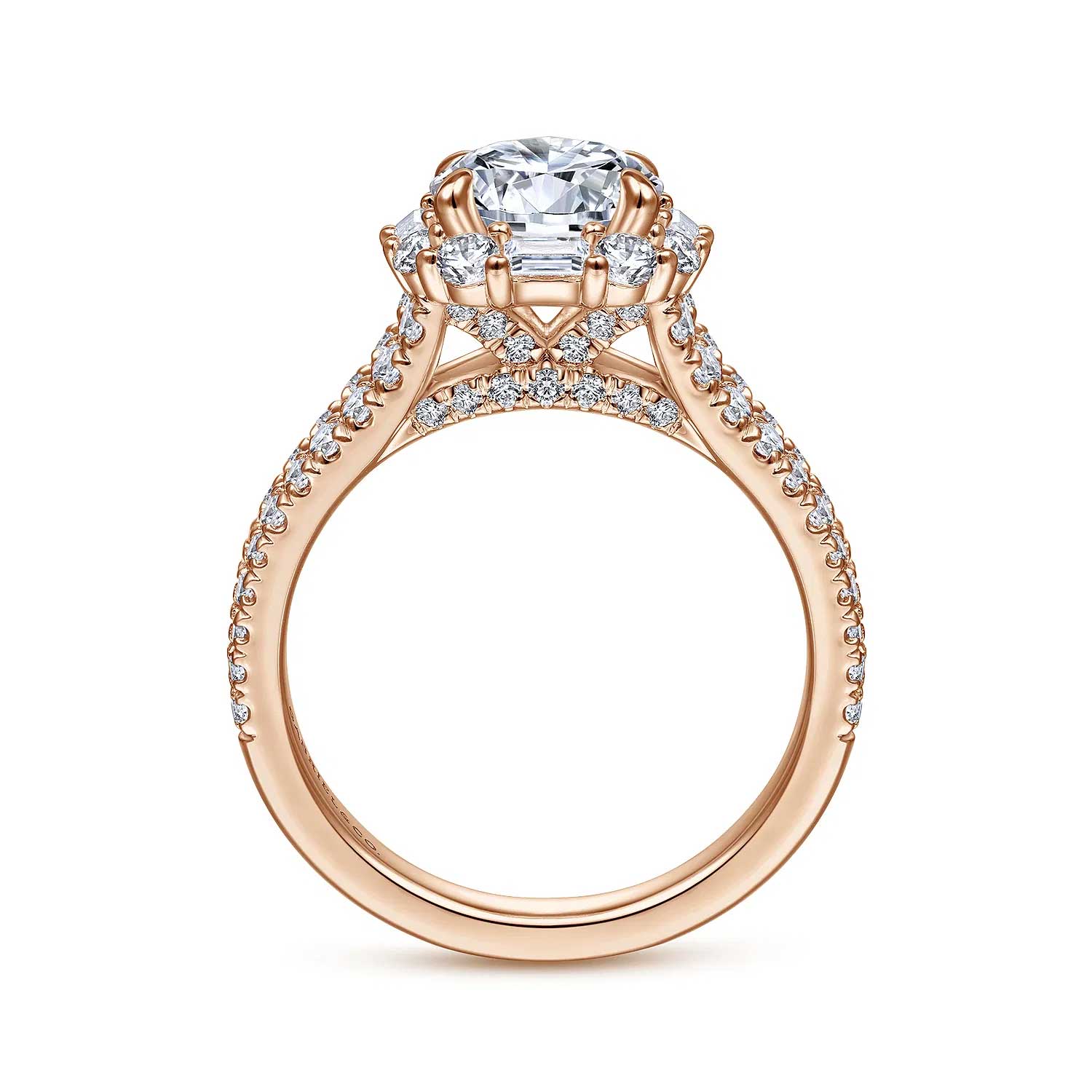 Rainier Cushion Halo Round Diamond Engagement Ring Setting