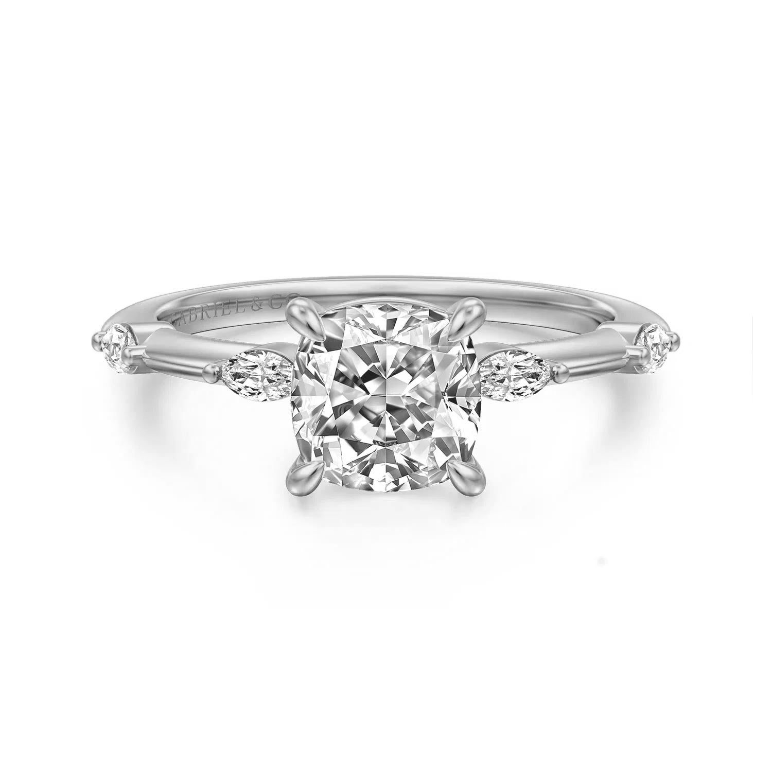 Marline Engagement Ring Setting with Marquise Diamond Accents