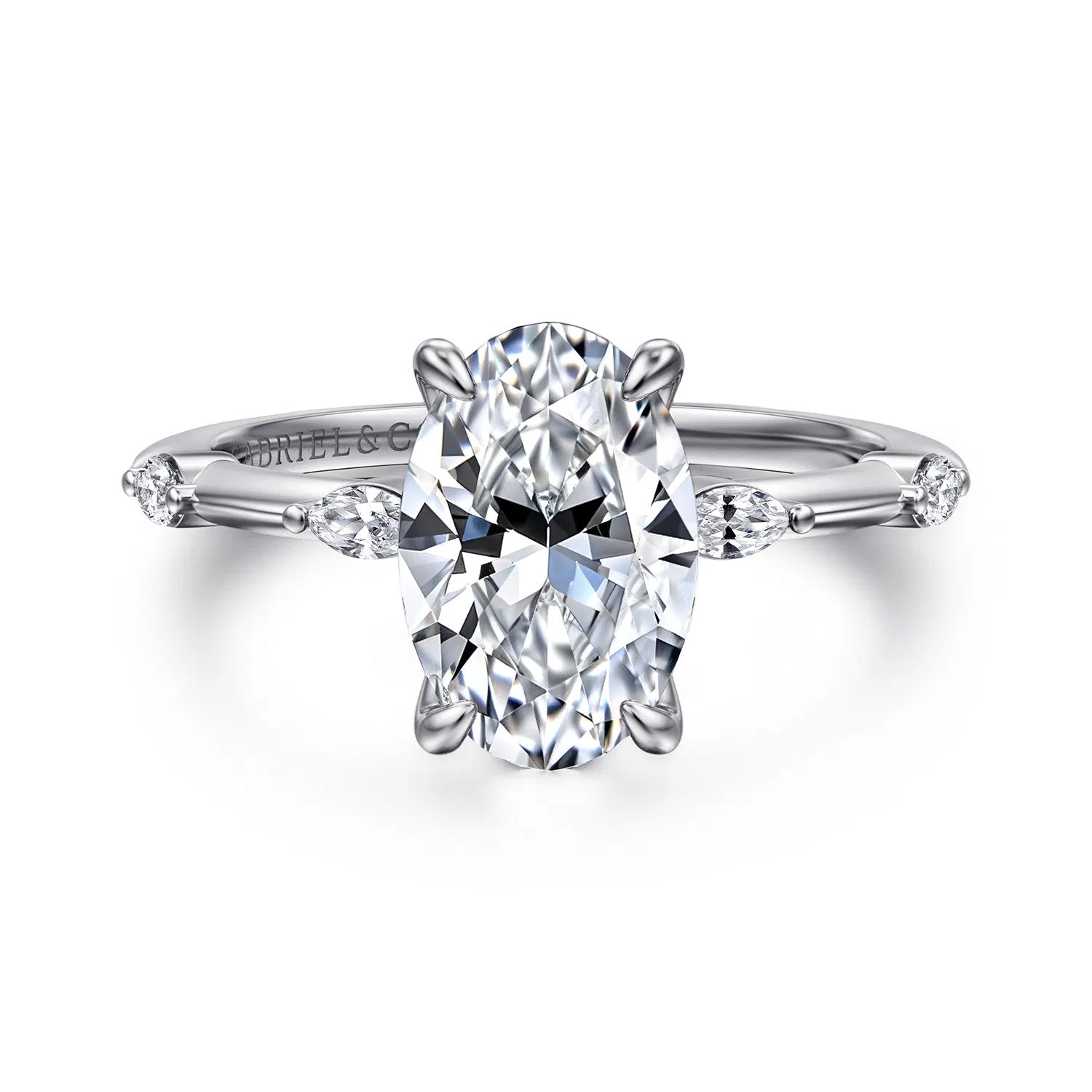 Marline Engagement Ring Setting with Marquise Diamond Accents