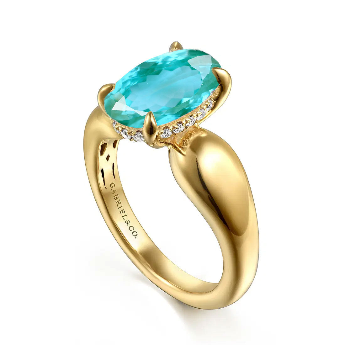 Raven Wide Band Oval Engagement Ring Setting with Hidden Halo