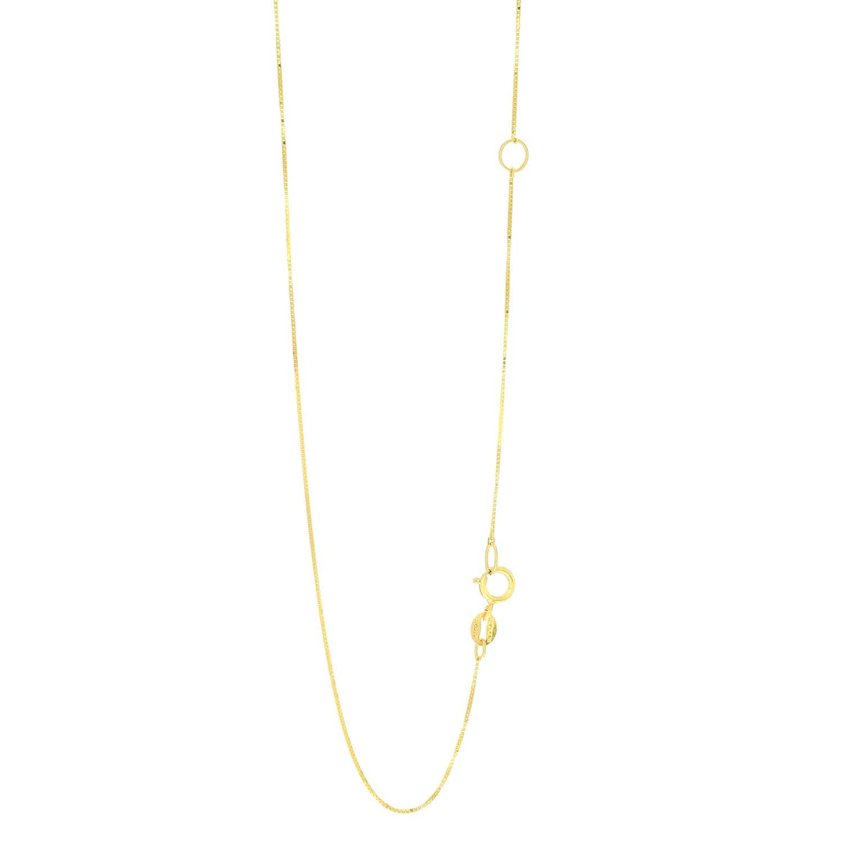 Thin 16” Extendable Yellow Gold Box Chain Necklace with Spring Ring