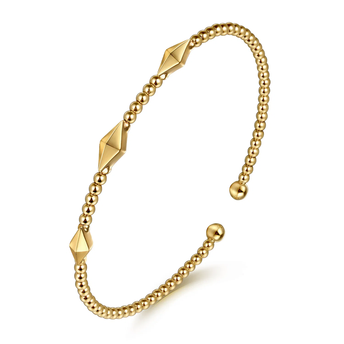 Beaded Cuff Bangle Bracelet With Geometric Design