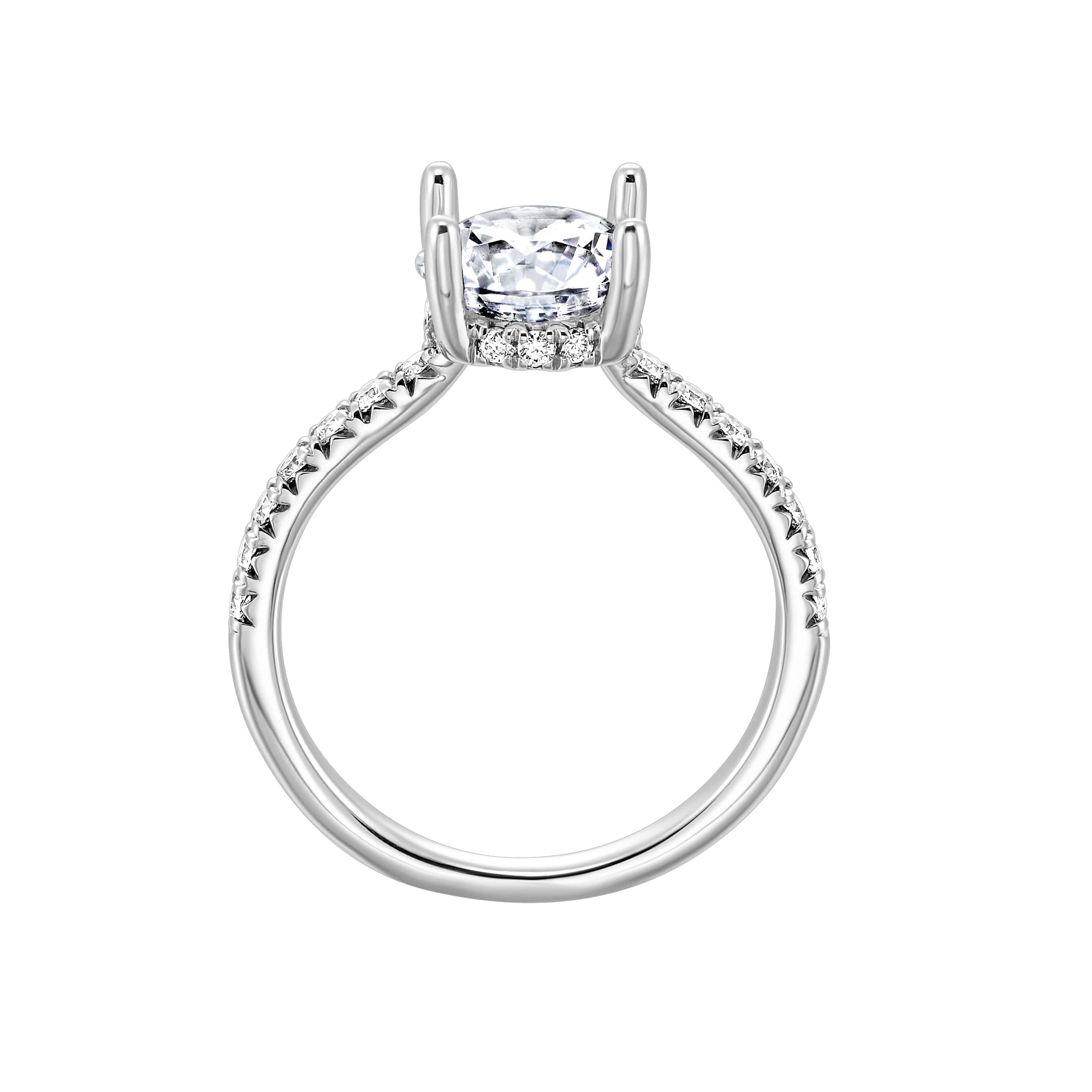 Round Brilliant Cut Hidden Halo Lab-Created Diamond Pave Engagement Ring in White Gold, 2.43 cttw