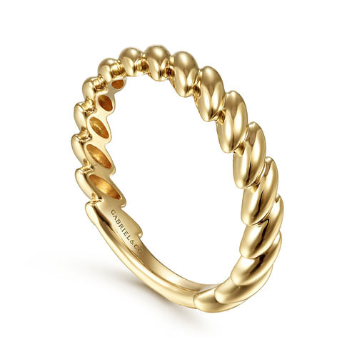 Angled Leaf Stackable Ring Band in Yellow Gold