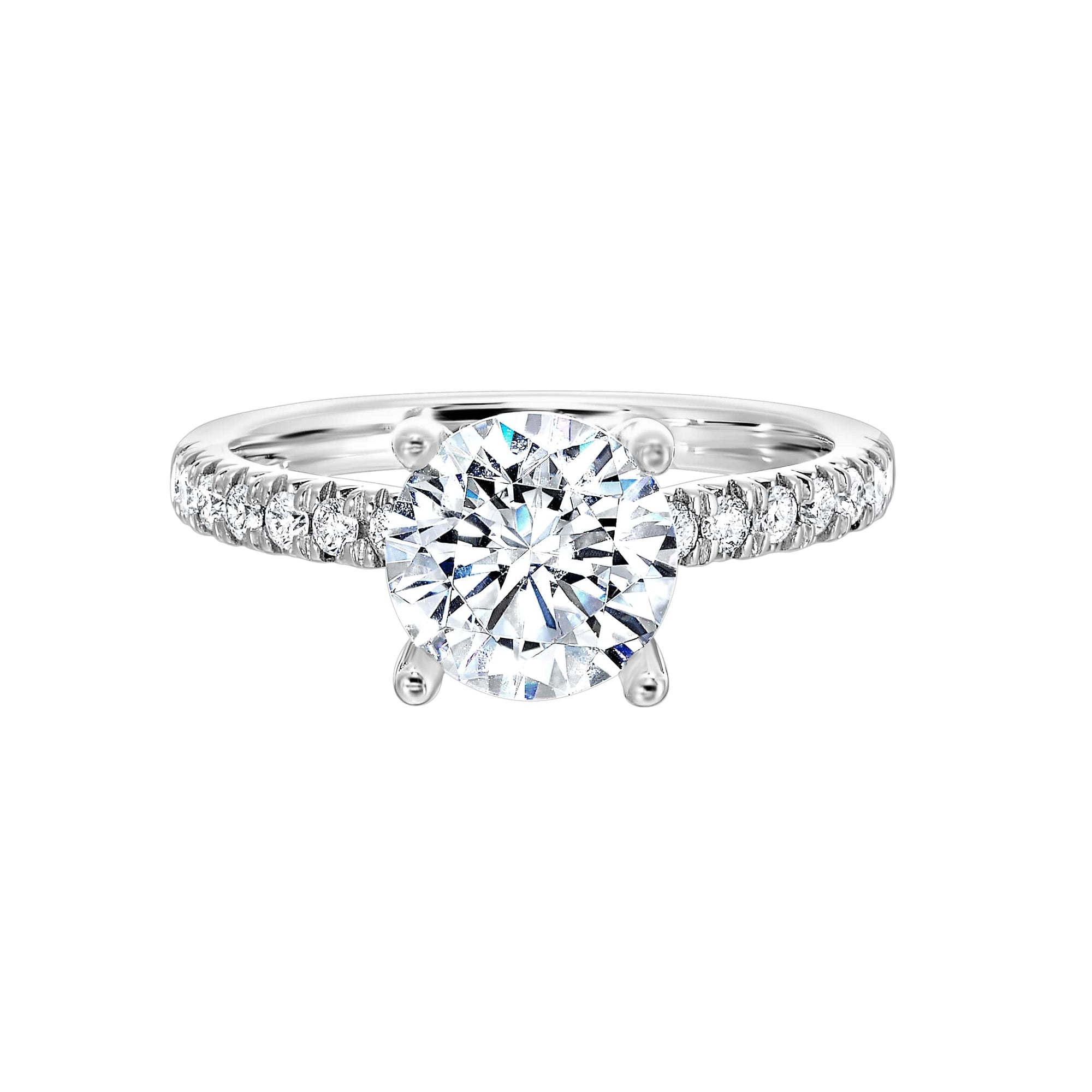 Round Brilliant Cut Hidden Halo Lab-Created Diamond Pave Engagement Ring in White Gold, 2.43 cttw