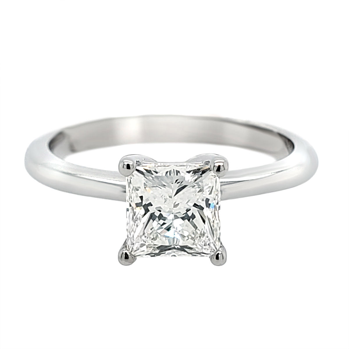 Princess Cut 5.8mm Mined Diamond Solitaire Engagement in White Gold, 1.29 cttw