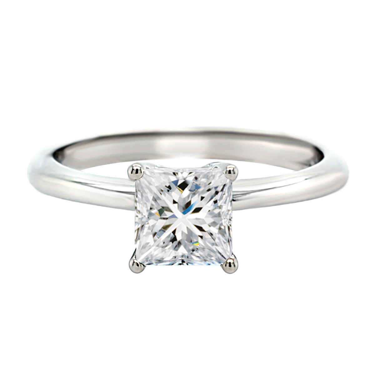 Princess Cut 5.5mm Mined Diamond Solitaire Engagement in White Gold, 1.0 cttw