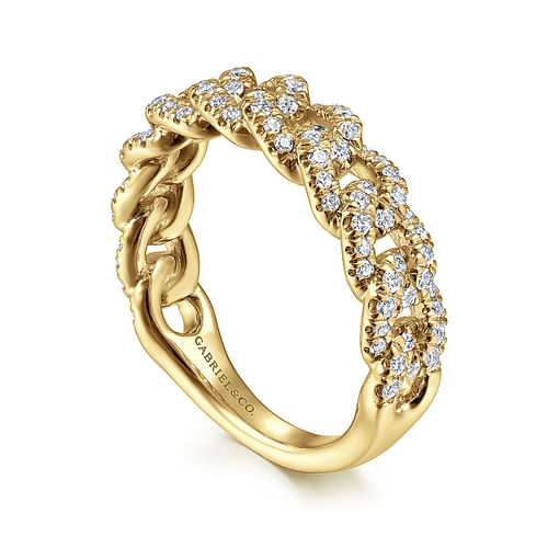Diamond Chain Link Stackable Ring Band in Yellow Gold, 0.50 cttw