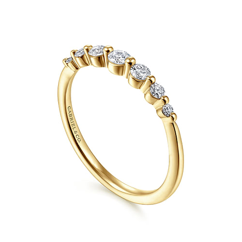 Graduating Round Diamond and Bujukan Bead Stackable Ring Band in Yellow Gold, 0.27 cttw
