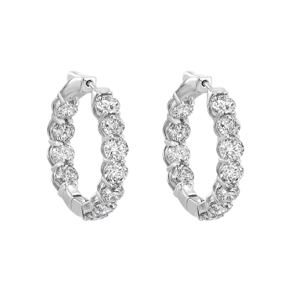 Lab Created Diamond Inside Out Round Hoop Earrings in White Gold, 5.0 cttw