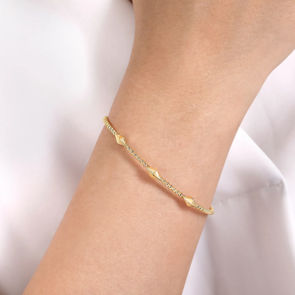 Beaded Cuff Bangle Bracelet With Geometric Design