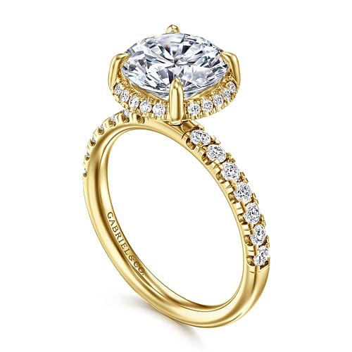 Talisa Round Hidden Halo Diamond Engagement Ring Setting in Yellow Gold, 0.45 cttw