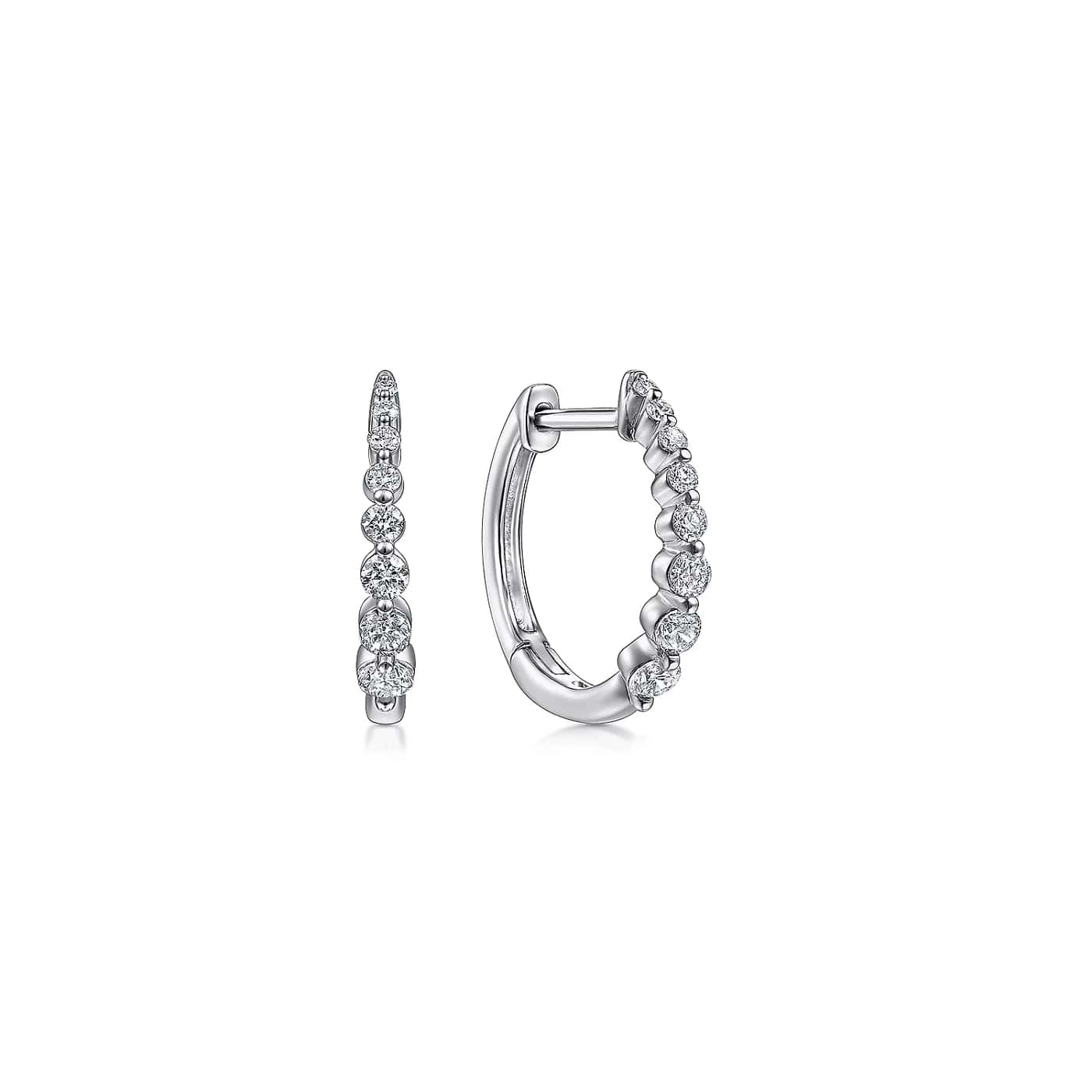 Classic White Gold Round Diamond Huggie Hoop Earrings, 0.26 cttw