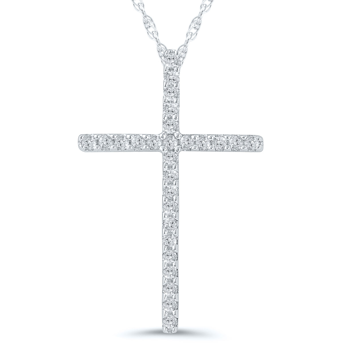 Diamond Cross Pendant Necklace in 10k White Gold