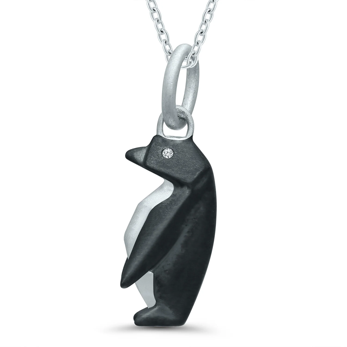 Sterling Silver Origami Penguin Pendant