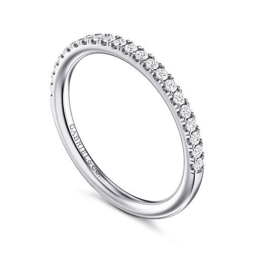 Thin Round Diamond Pave Wedding Band in White Gold, 0.22 cttw