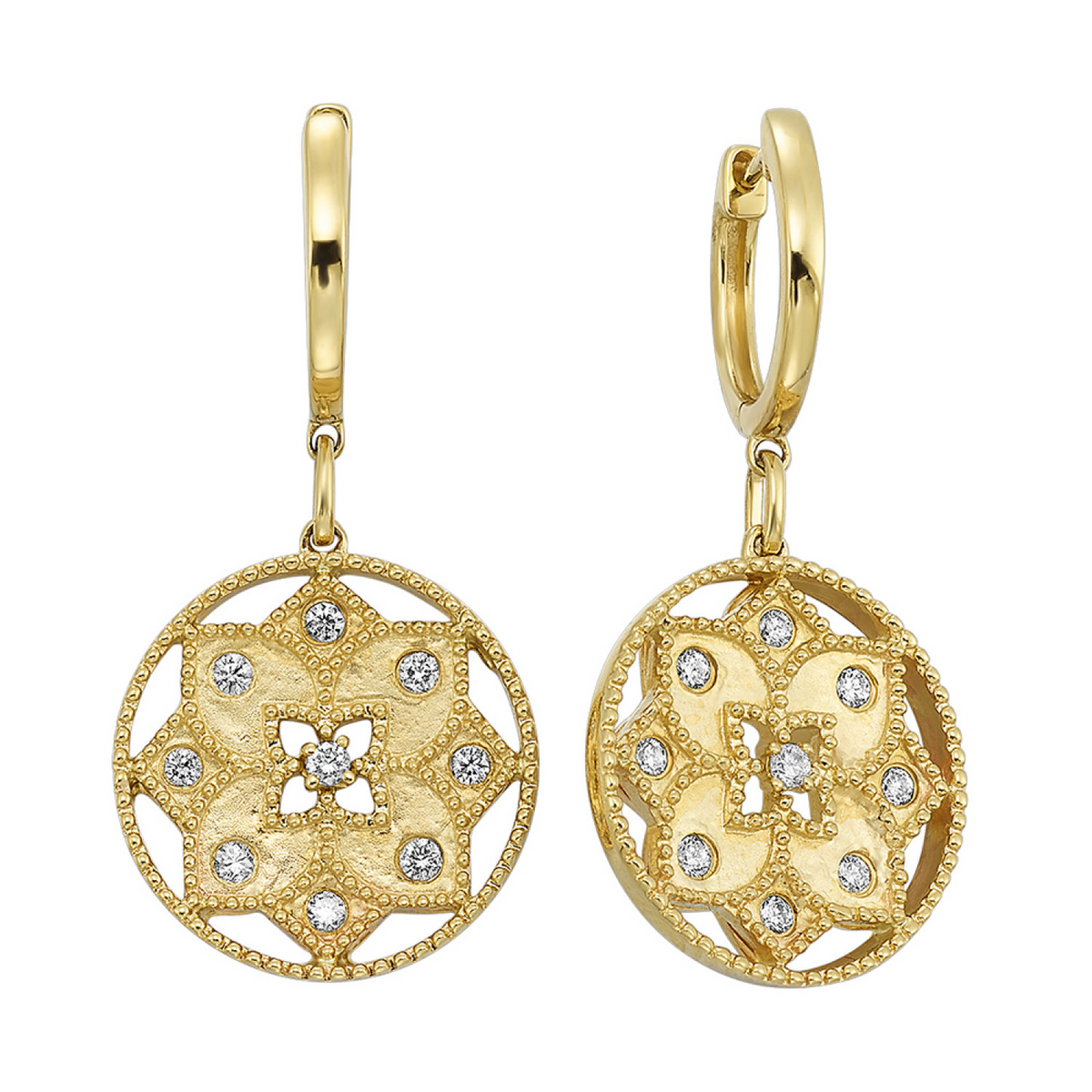 Flower Medallion Dangle Earrings