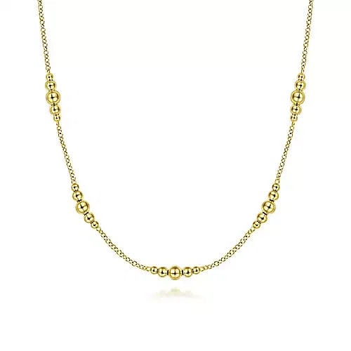 Bujukan Graduated Beading Station Necklace in Yellow Gold