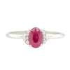 Petite Oval Ruby Ring with Diamond Accents on White Gold Band