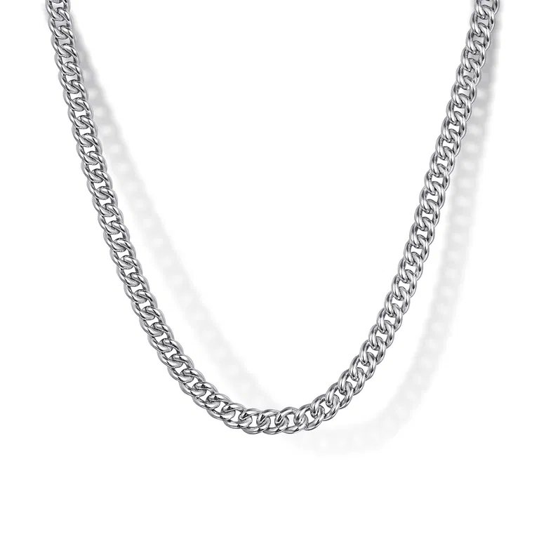 Sterling Silver Men's Solid Link Chain Necklace, 22"