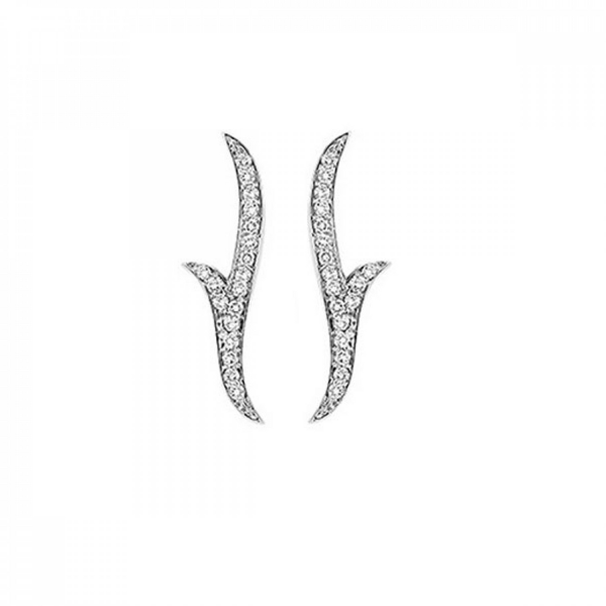 Vine Inspired Climbing Diamond Pave Stud Earrings in Sterling Silver, 0.20 cttw