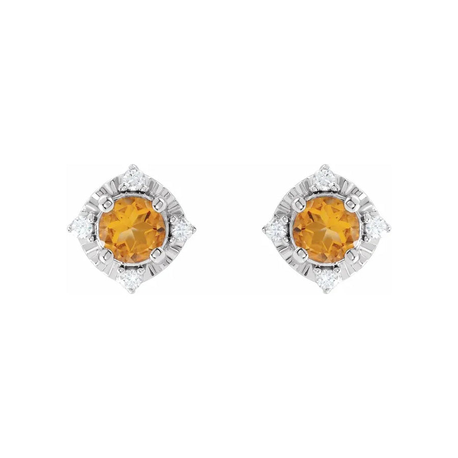 Citrine Earrings with Diamonds
