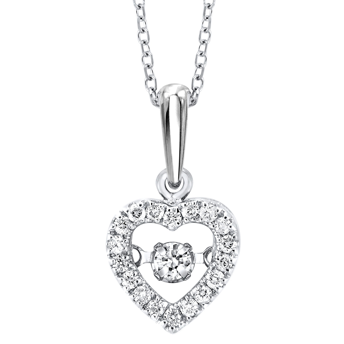 Rhythm of Love Diamond Heart Pendant in White Gold