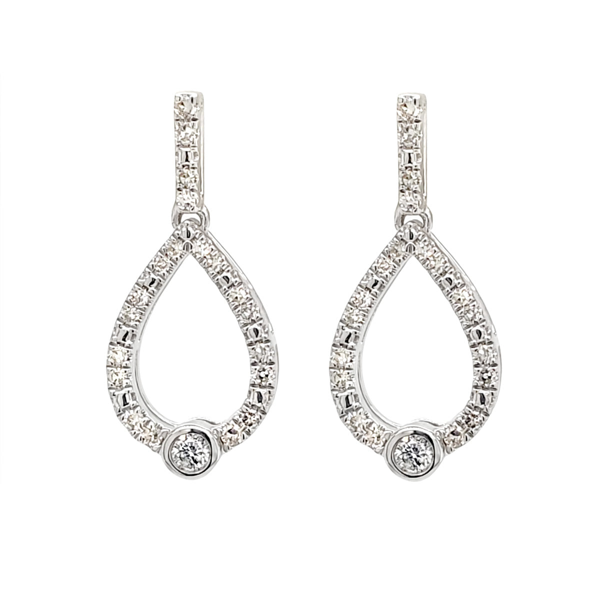 Love&#39;s Crossing Teardrop Diamond Earrings in Sterling Silver