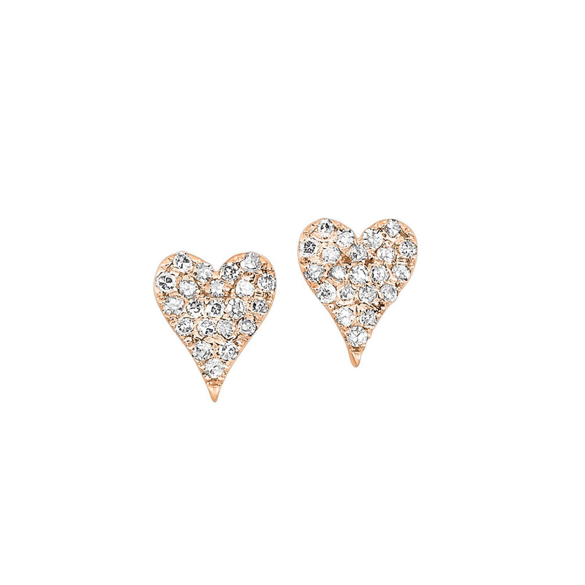 Rose Gold Heart Shaped Diamond Stud Earrings, 0.20 cttw