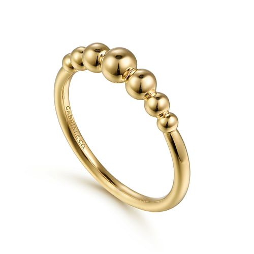 Graduating Bujukan Bead Stackable Ring Band in Yellow Gold