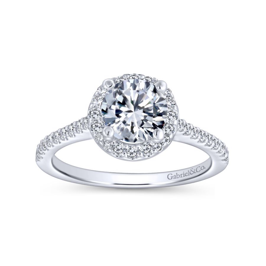 Carly Diamond Halo Engagement Ring Setting in Platinum or 14k Gold