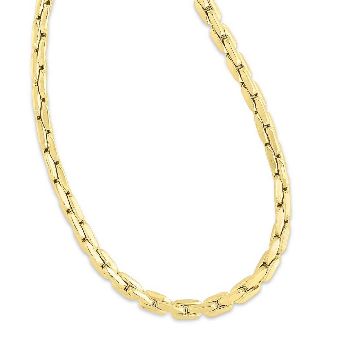 Polished Compressed 18” Cable Link Yellow Gold Chain Necklace with Lobster Clasp