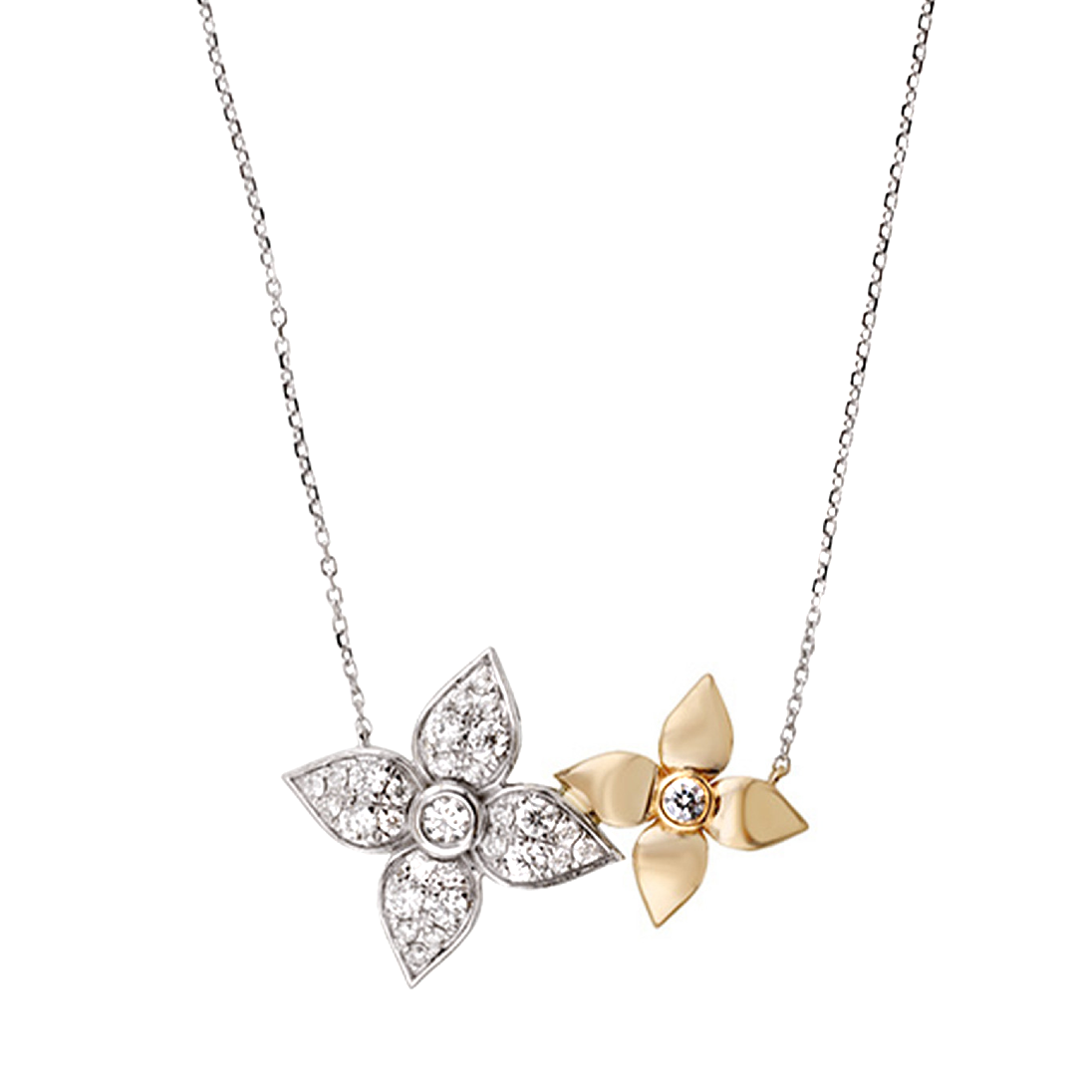 Diamond Two-Tone Gold Flower Necklace