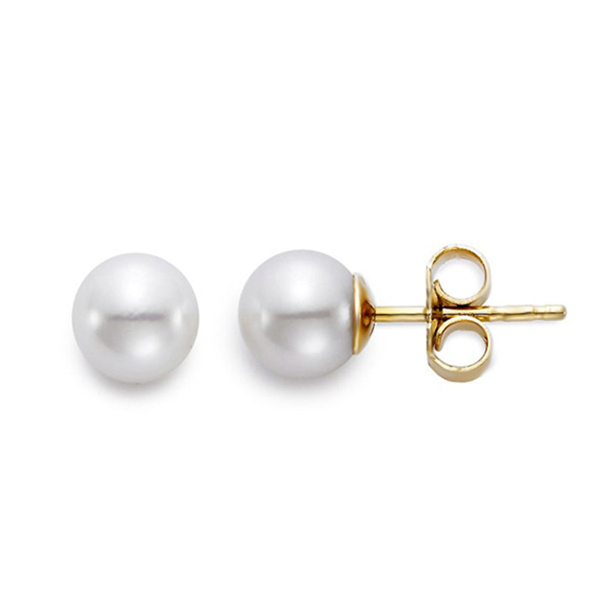 Akoya Pearl 6.5-7mm Stud Earrings in Yellow Gold