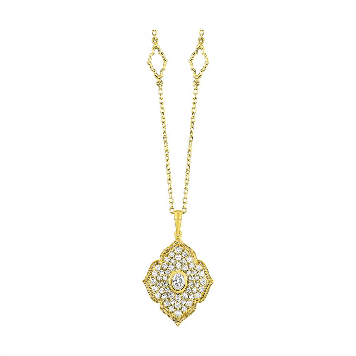 Floral Inspired 14k Yellow Gold Diamond Pendant Necklace, 0.50 ctw