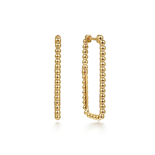 Bujukan Bead 30mm Rectangle Hoop Earrings in Yellow Gold