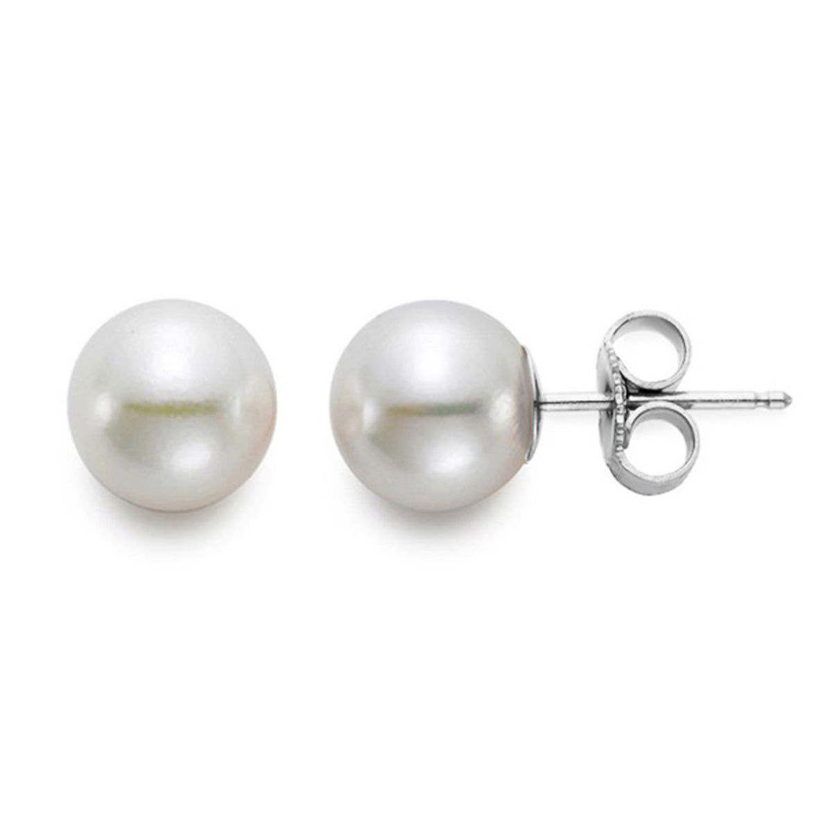 Freshwater Pearl 8-8.5mm Stud Earrings in White Gold