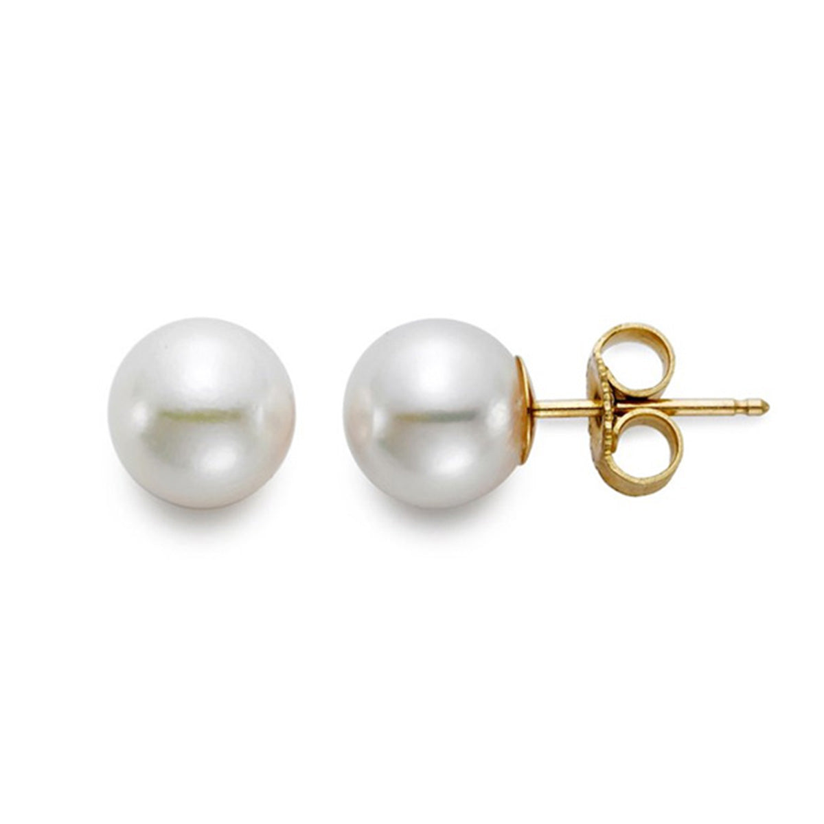 Akoya Pearl 7-7.5mm Stud Earrings in Yellow Gold
