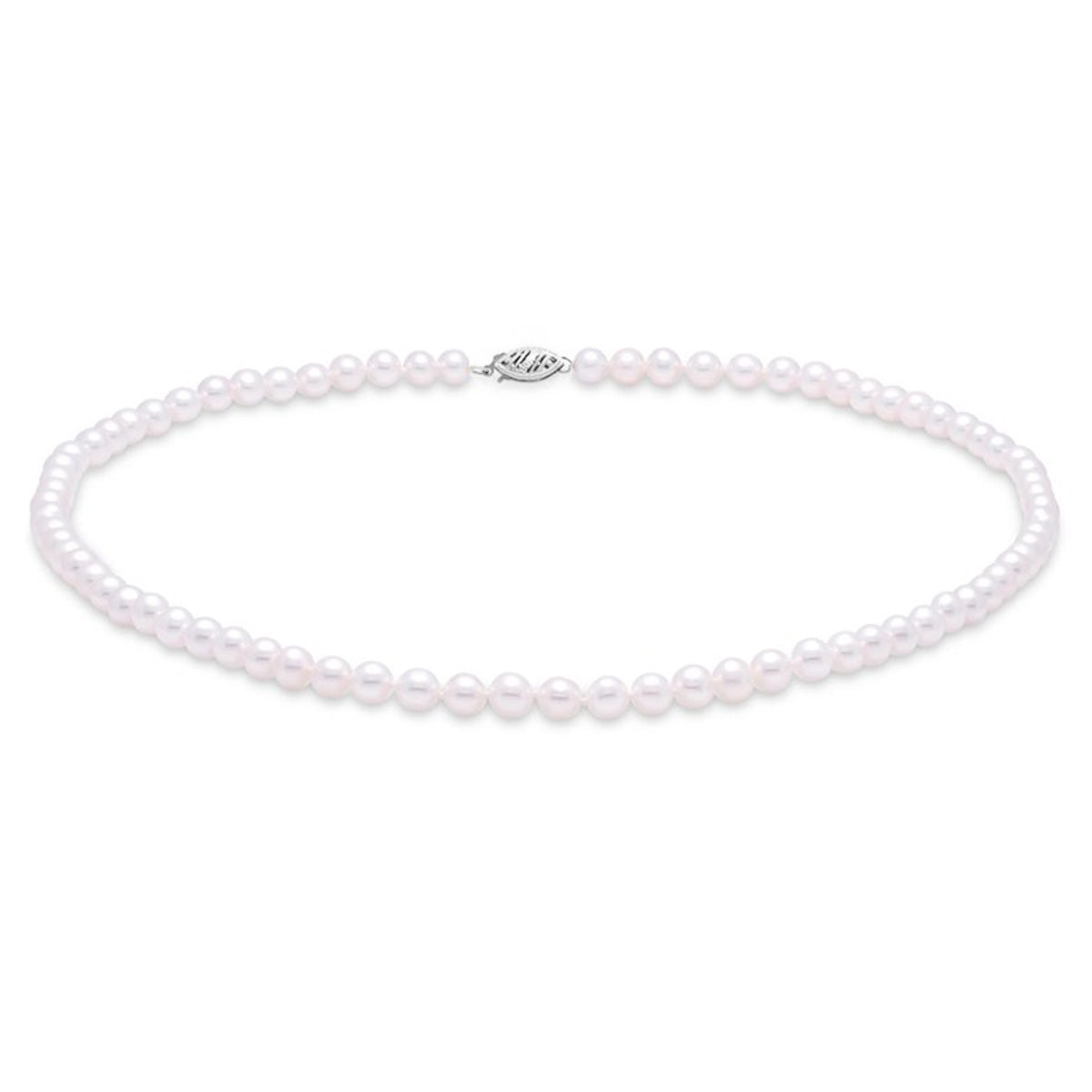 Classic 6.5-7mm Freshwater Pearl Filigree Clasp Necklace in White Gold