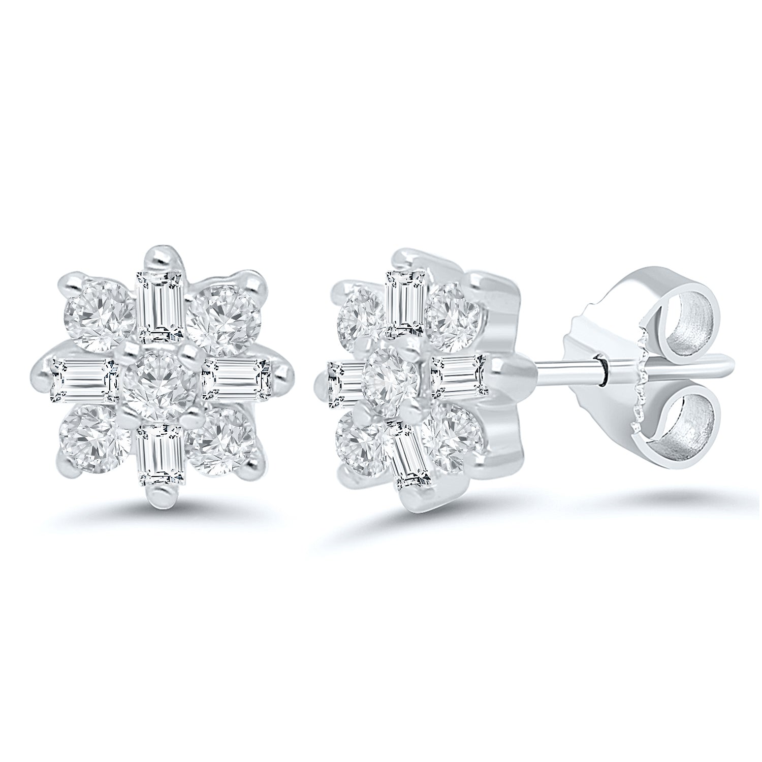 Clustered Diamond Starburst Stud Earrings in 14k White Gold, 0.25 cttw