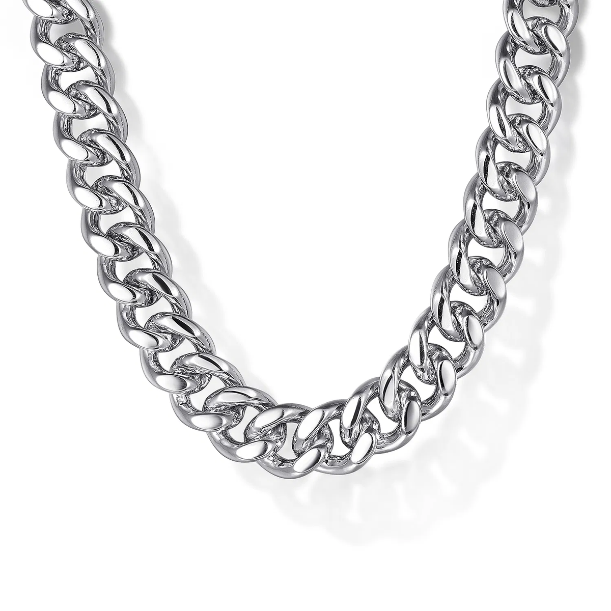 Sterling Silver Men's Solid Cuban Link Necklace, 22"
