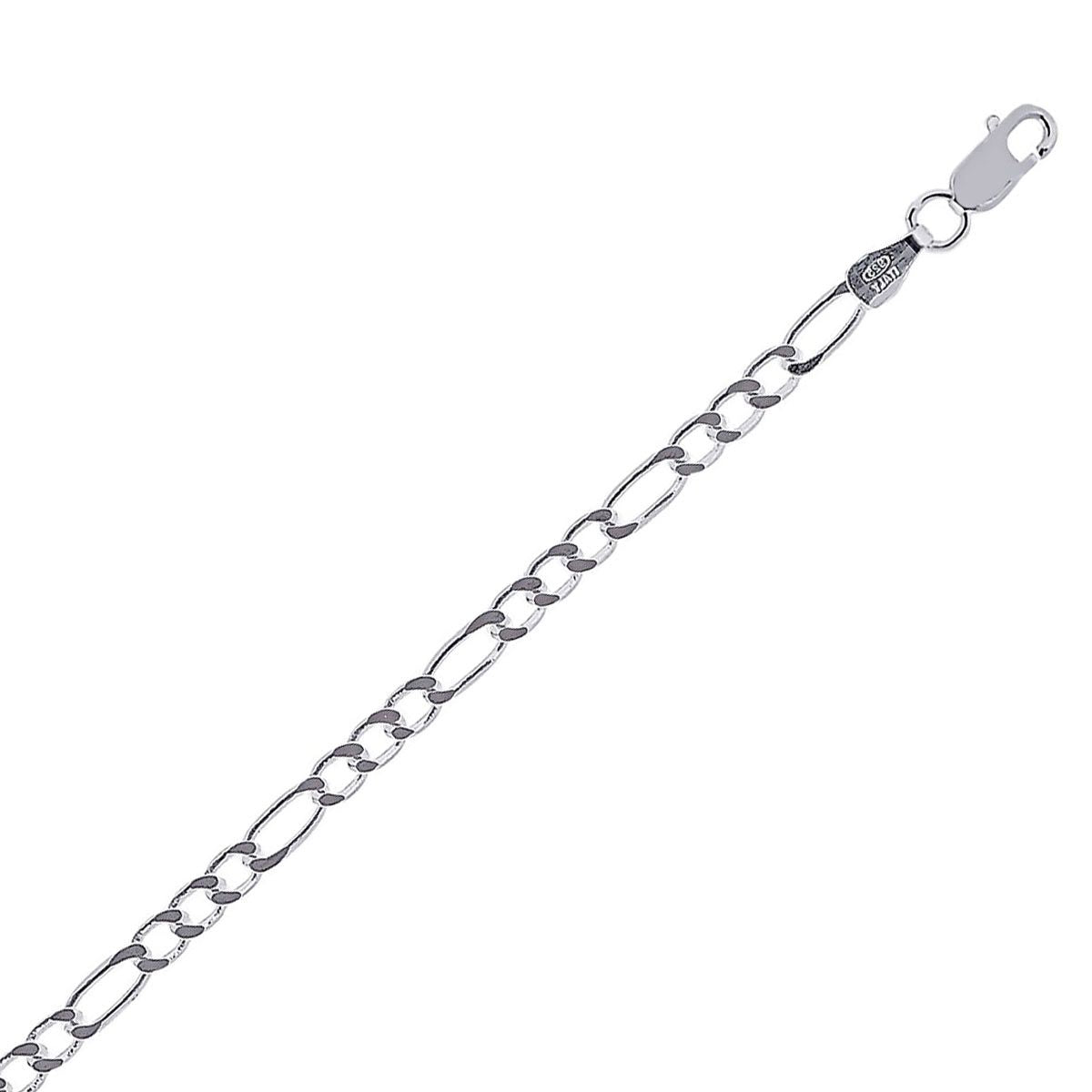Sterling Silver 2.8mm Flat Figaro Chain, 24"