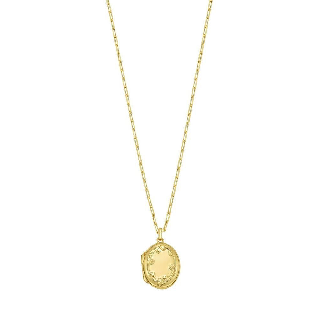 14k Gold Plated Sterling Silver Locket with Vine Details
