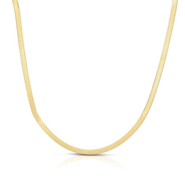 14k Gold Plated Sterling Silver Herringbone Chain, 18"