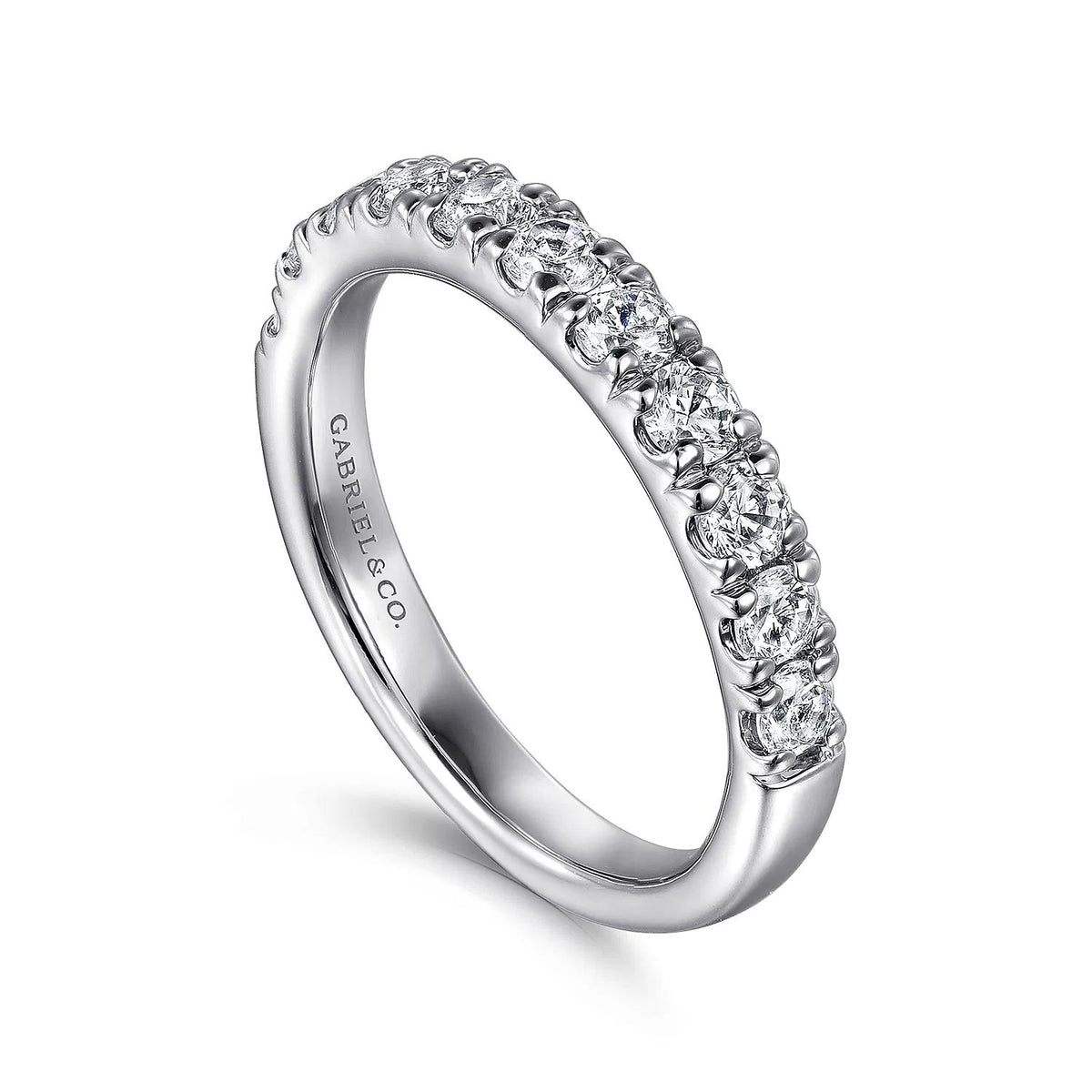 Portofino French Pave Diamond Anniversary or Wedding Band in White Gold, 0.77 cttw