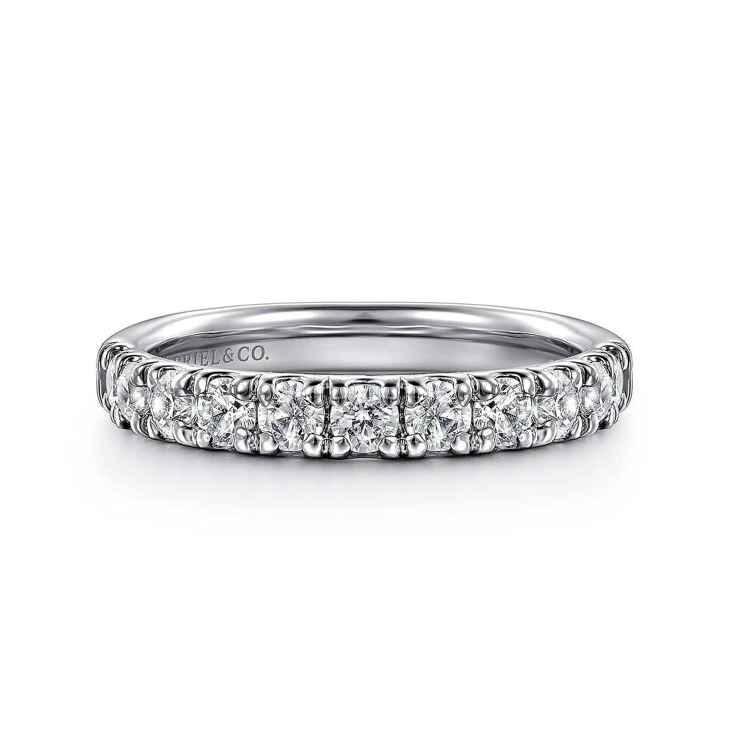 Portofino French Pave Diamond Anniversary or Wedding Band in White Gold, 0.77 cttw