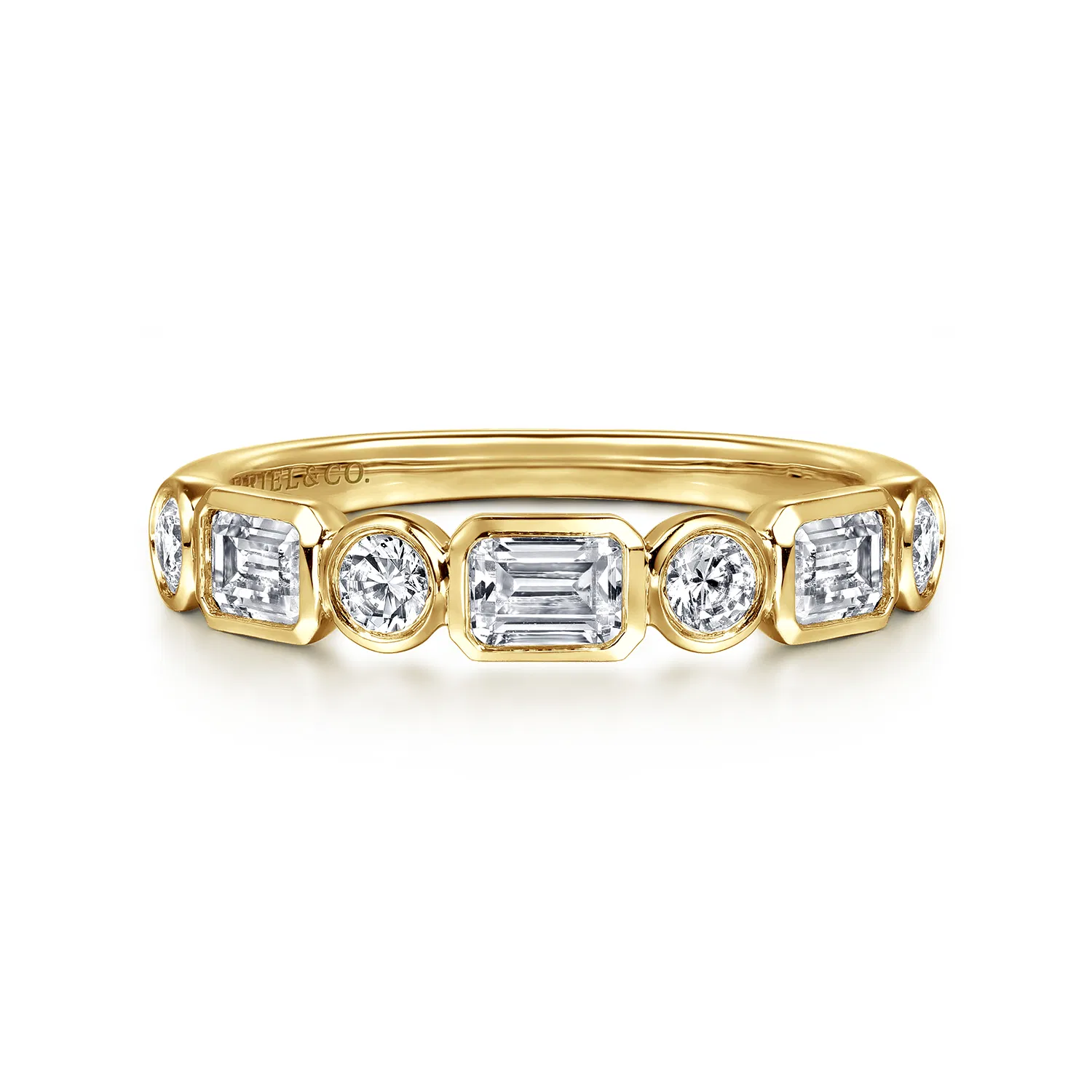Diamond Anniversary Band with Emerald Cut and Round Diamonds